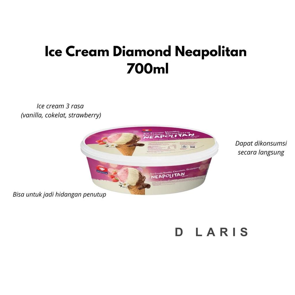 Ice Cream Diamond berbagai varian 700ml dan 8 Liter | | ember box besar dan kecil