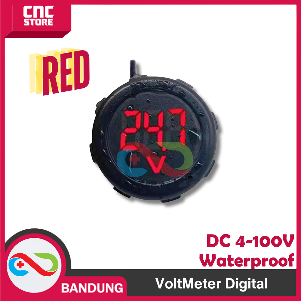 VOLT METER DIGITAL WATERPROOF ANTI AIR VOLTMETER DC 4-100V MOTOR MOBIL