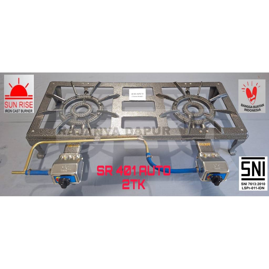 Kompor gas bodi cor sunrise sun rise tipe 401 auto 2 tungku mata SNI - kompor sunrise - 401 auto 2 m