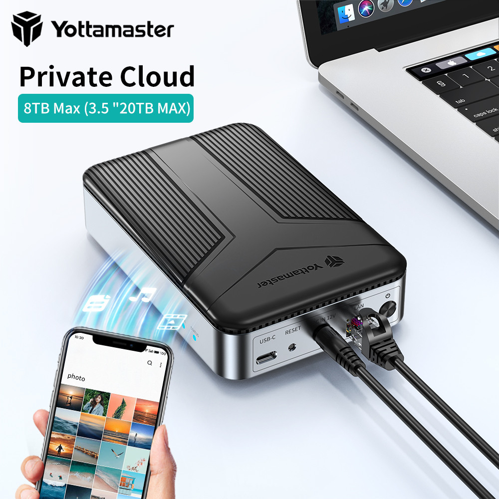 Yottamaster 1Bay Hard Drive Enclosure NAS Private Cloud Network HDD Enclosure to 2.5/3.5 In SATA sk 