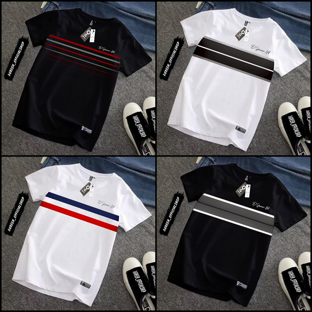 [Terbaru] kaos Dgreen pria wanita Original Garis-garis Free Sticker / kaos pria distro original / ka