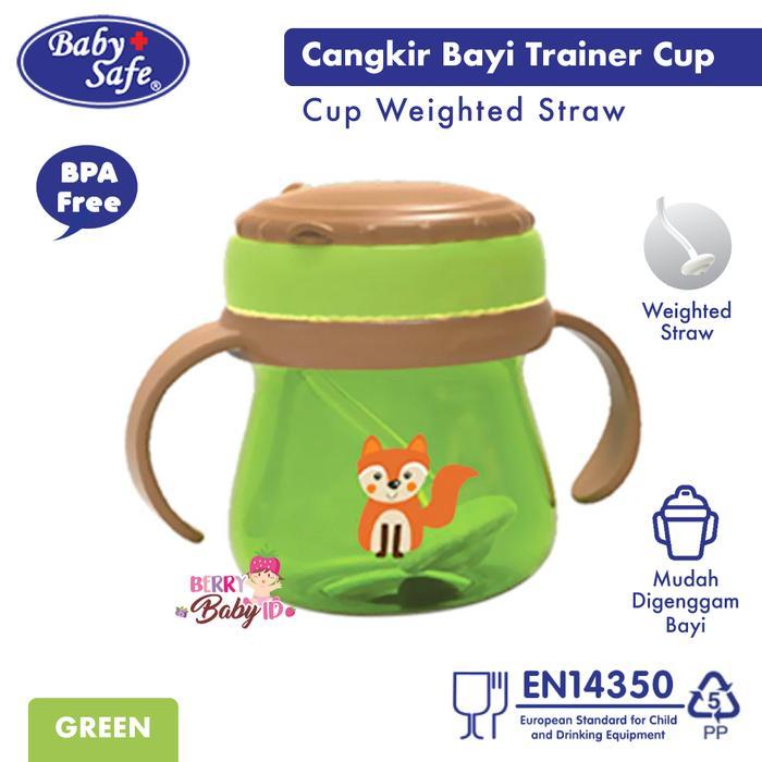 qerey store Baby Safe Trainer Cup Weighted Straw - Tempat Minum Bayi Sedotan 6m+ - Hijau muda