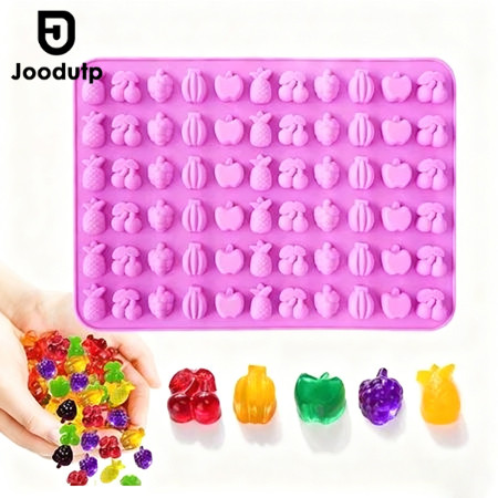 JOODUTP Cetakan Silikon Coklat Permen Jelly Es Buah Nanas Ceri Anggur Pisang Apel Kecil / Silicone M