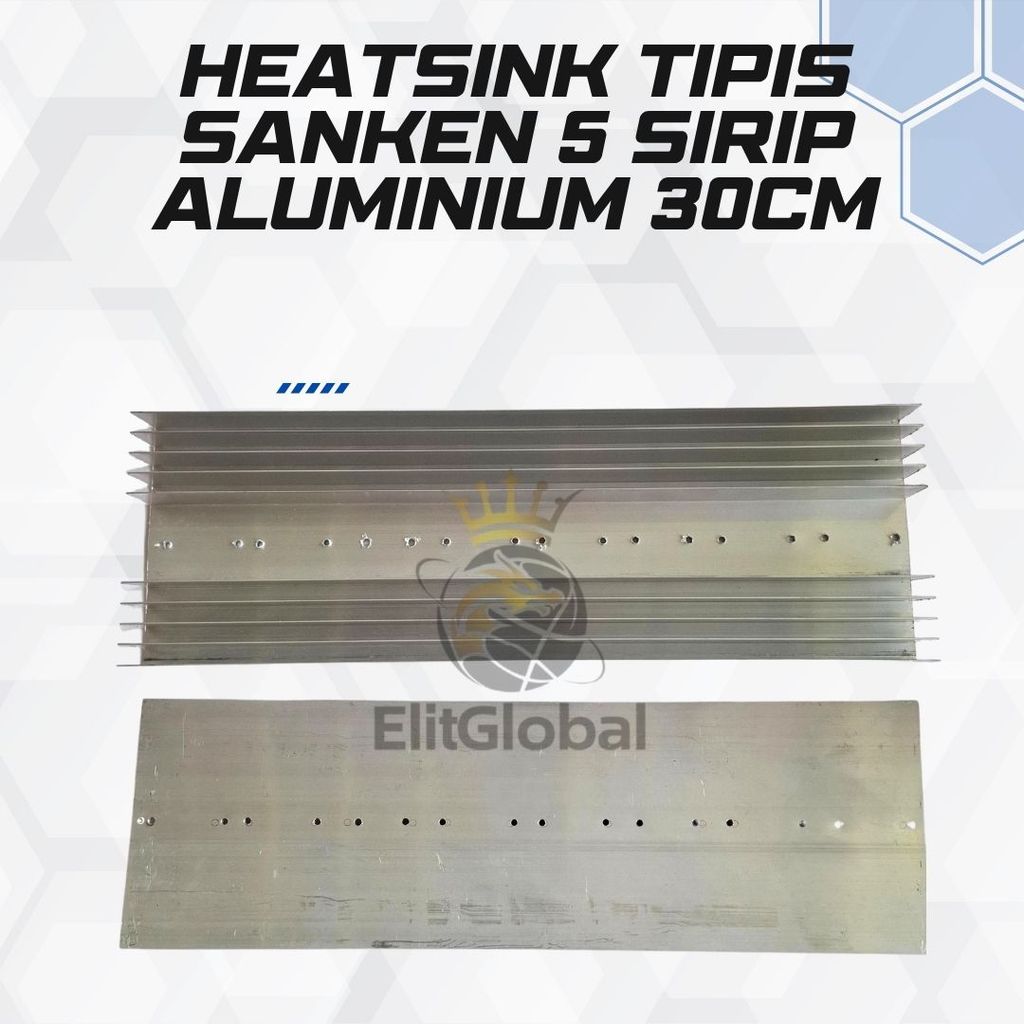 Heatsink Aluminium Tipis 5 Sirip 30cm Sanken Pendingin Power Ampli Mini