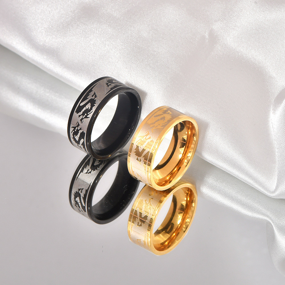 2025New Chinese Style Men's Relief Dragon Pattern gold Ring Electroplated Dominant Men's Ring High-e