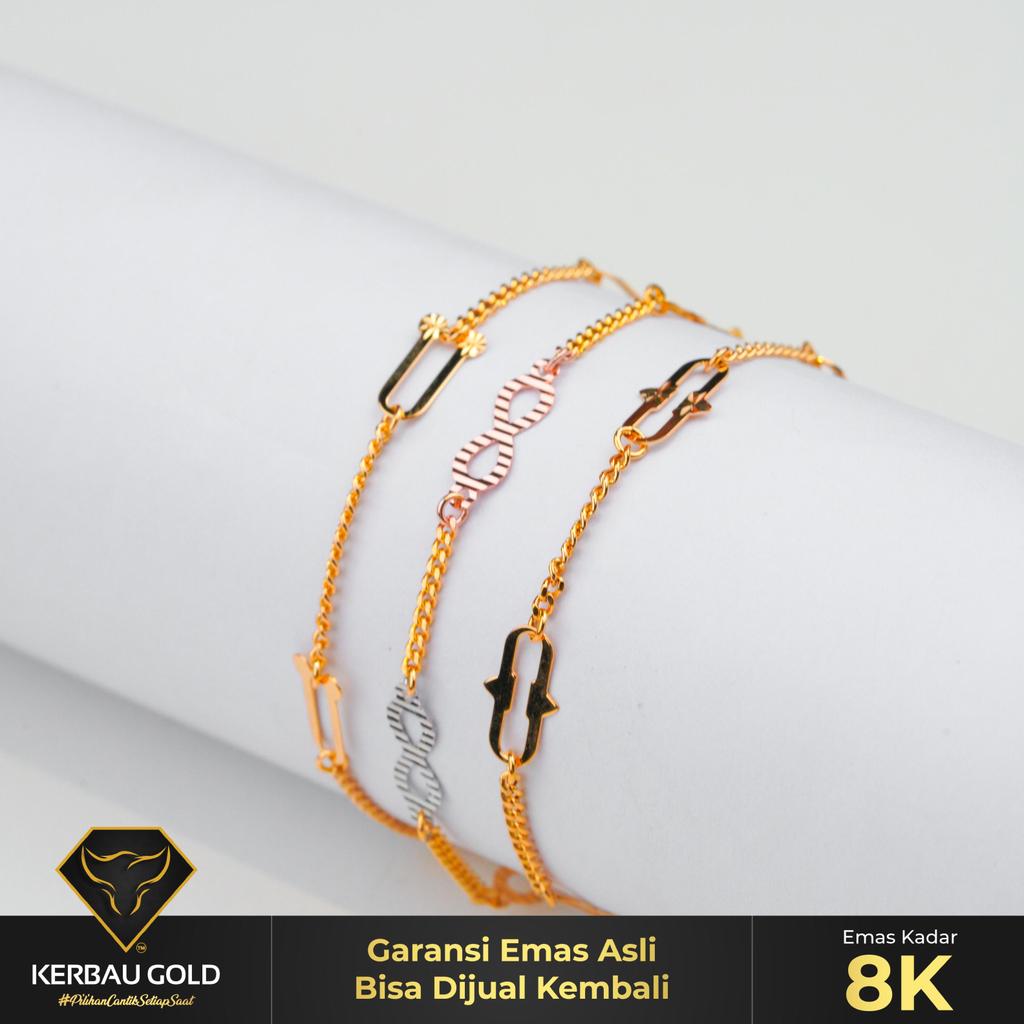 [Kerbau Gold] Gelang Emas Infinity Aura 8K - Emas Asli 100%