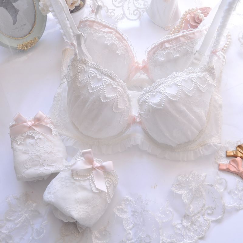 Japanese Style Water-Soluble Embroidery Cute Push-Up Sexy Lingerie Set Bra Set