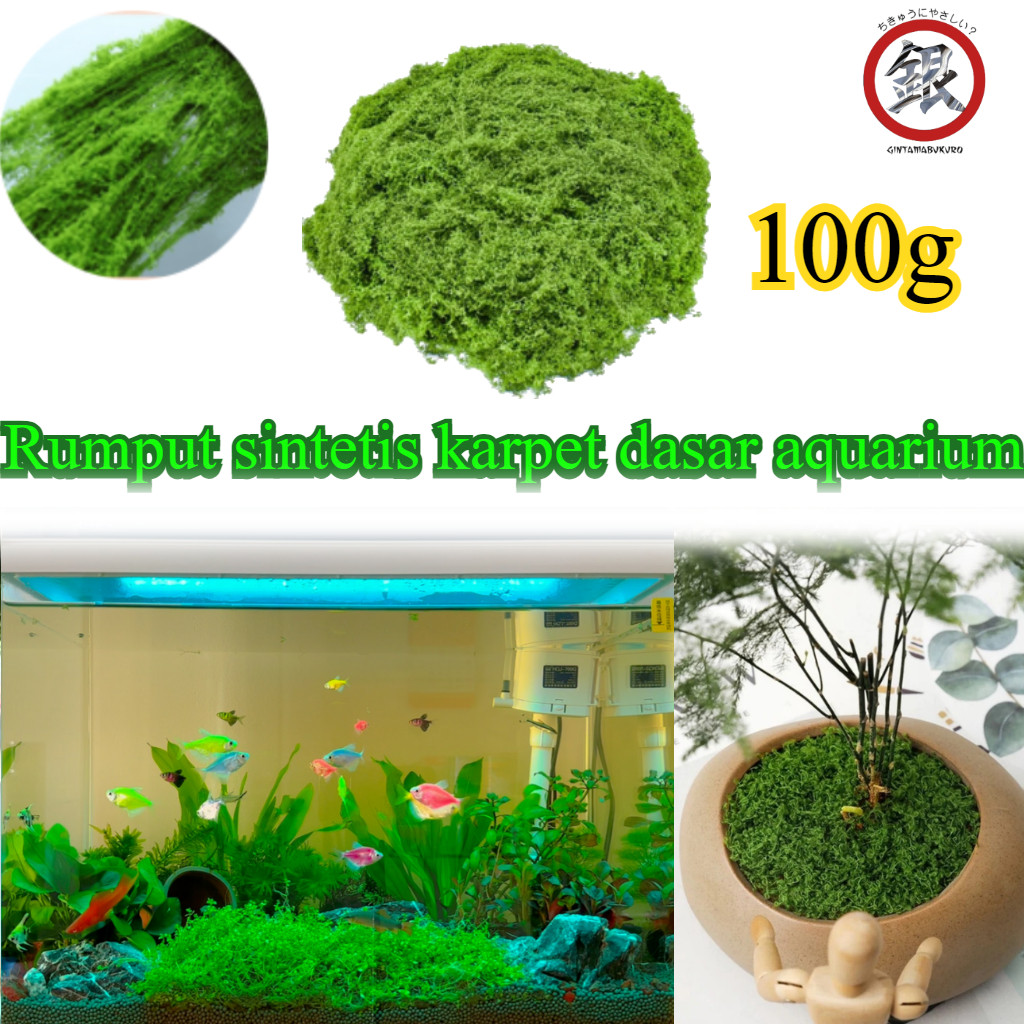 100g Rumput Sintetis Aquascape Aquarium/rumput Sintetis Karpet Dasar Aquarium/TAwetan Tahan Lama Rum