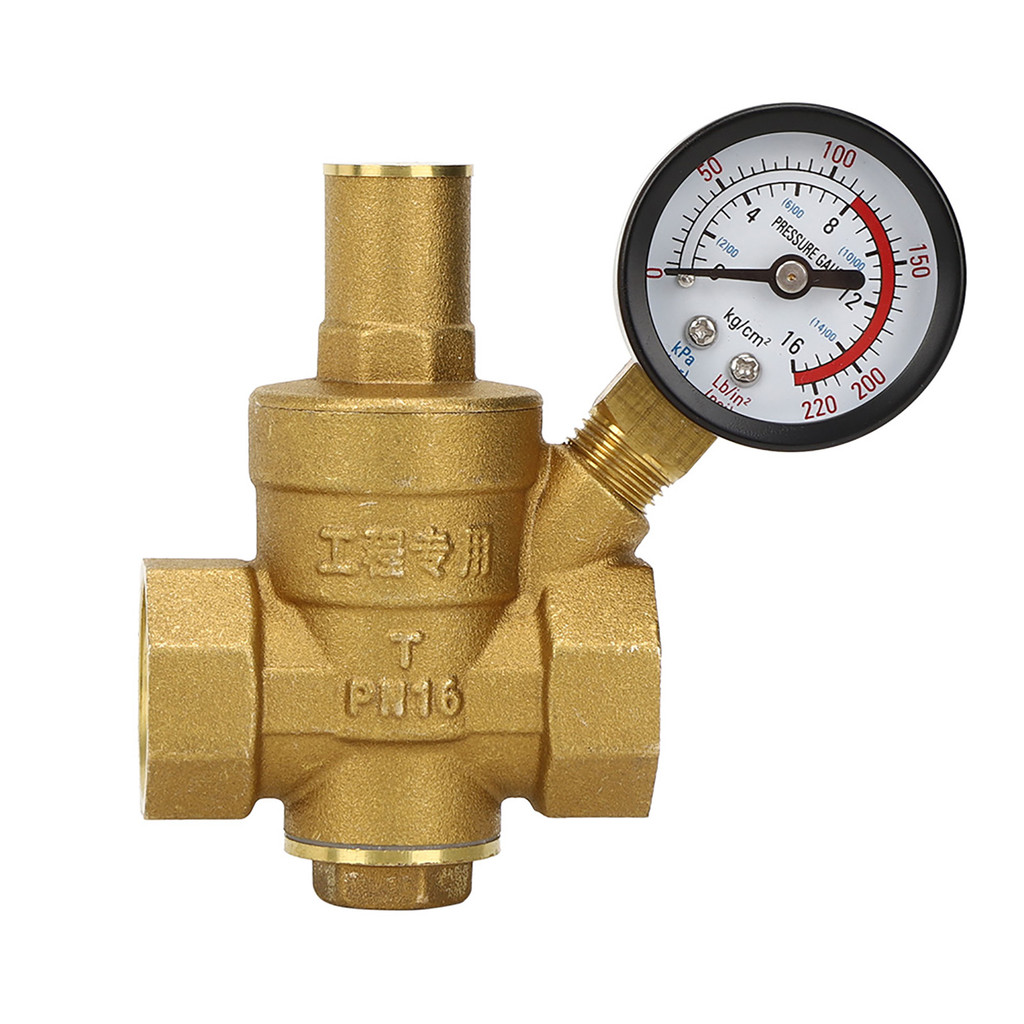 DN20 Water Pressure Regulator Brass  Water Pressure Regulator Reducer with Gauge Meter
