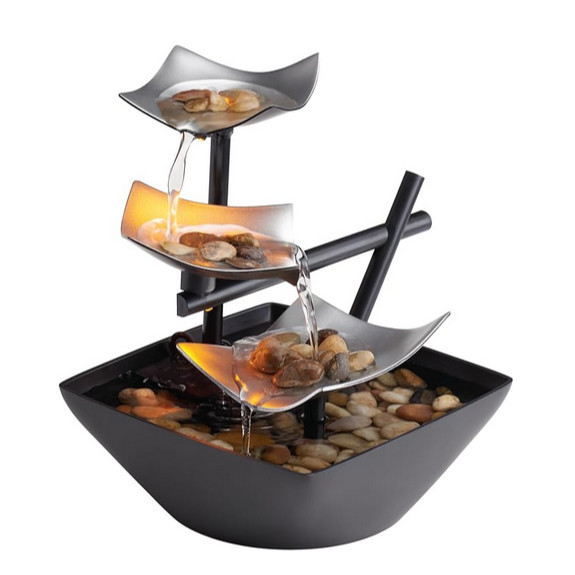 Homedics Tabletop Water Fountain, Home Décor Soothing Sound Machine - Automatic Pump, Deep Basin & N