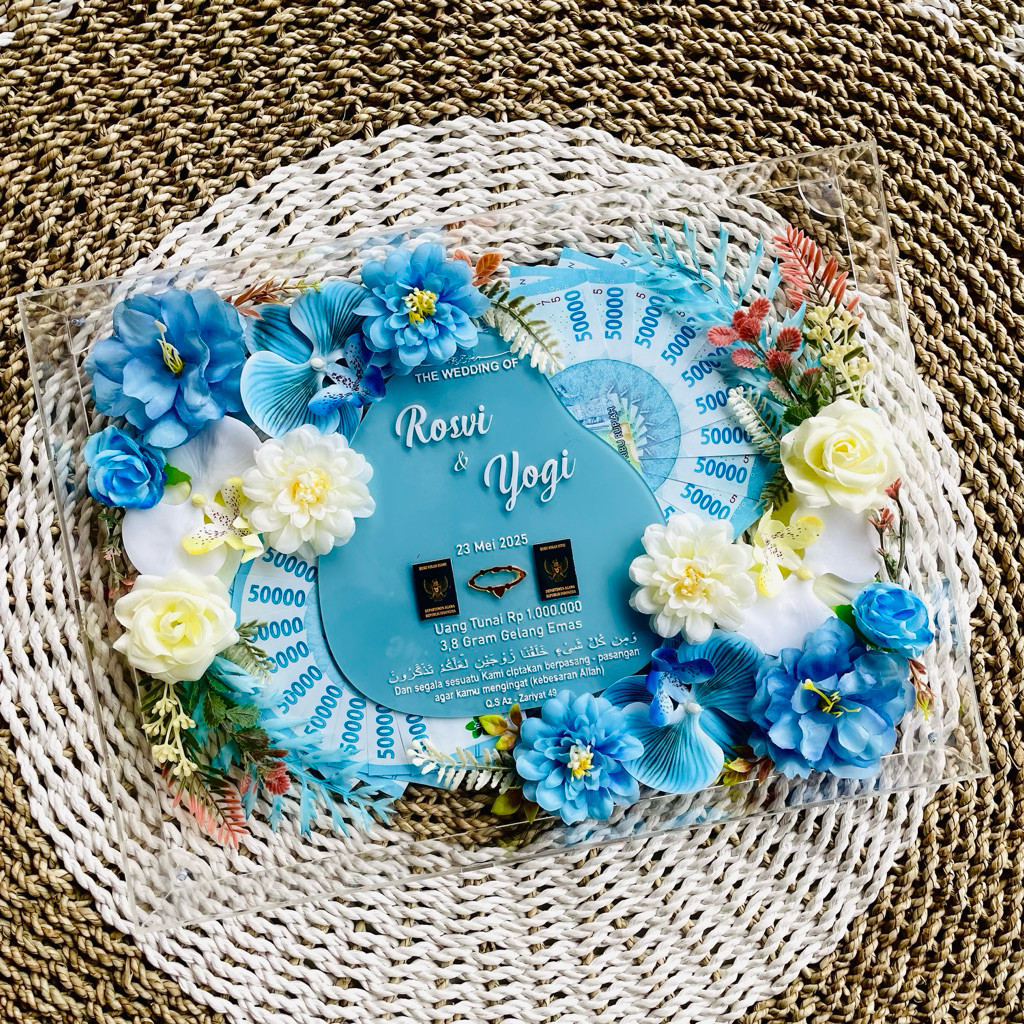 [1-2 HARI JADI ] MAHAR FULL TETES AKR AKRILIK BOX PERNIKAHAN SET HIASAN WEDDING FRAME BINGKAI MAHAR