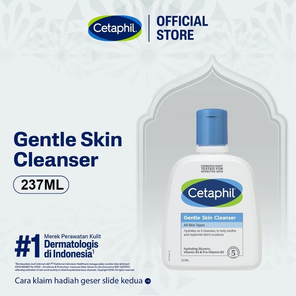 Cetaphil Gentle Skin Cleanser 237ml dengan Niacinamide, Glycerin dan Panthenol | Sabun Pembersih Waj