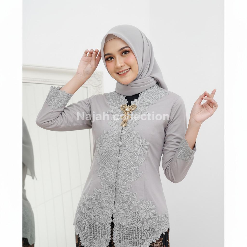 Najah.co | Kebaya Encim Pegawai / Kebaya Modern Encim Wisuda Katun Polos