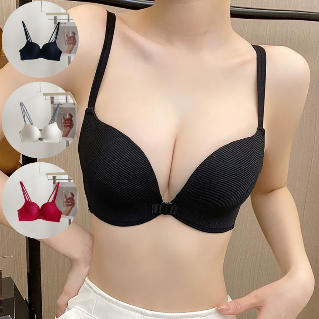 Bra Push Up Tanpa Kawat Kancing Depan Pakaian Dalam Bh Wanita Sexy Beha Cewek L041