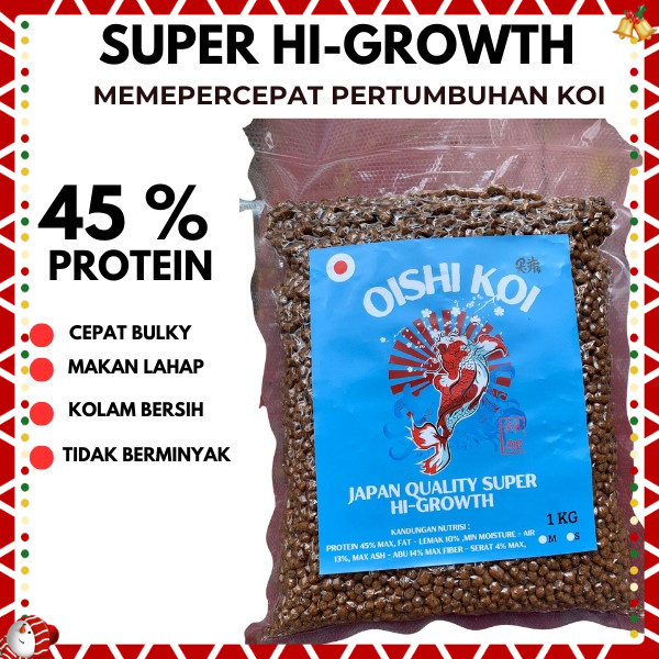 Oishi Koi Grow 1Kg,Pakan Ikan Koi tinggi Protein, Pakan Premium untuk Pembesaran