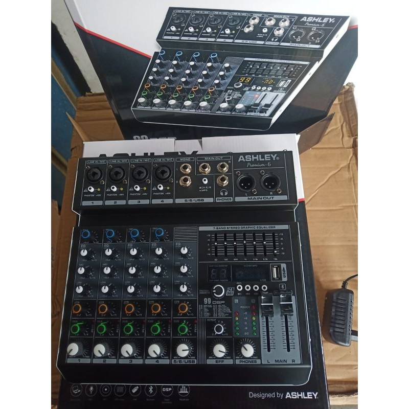 Mixer ashley premium 6 Chanel Efek Digital Reverb 99dsp USB Bluetooth