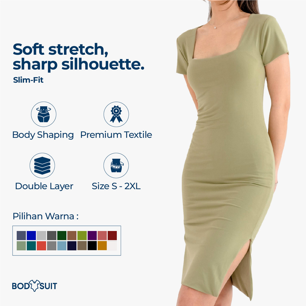 BODYSUIT Dulce Mini Dress Spandek Bodycon Wanita | mini dress polos | mini dress basic | mini dress 