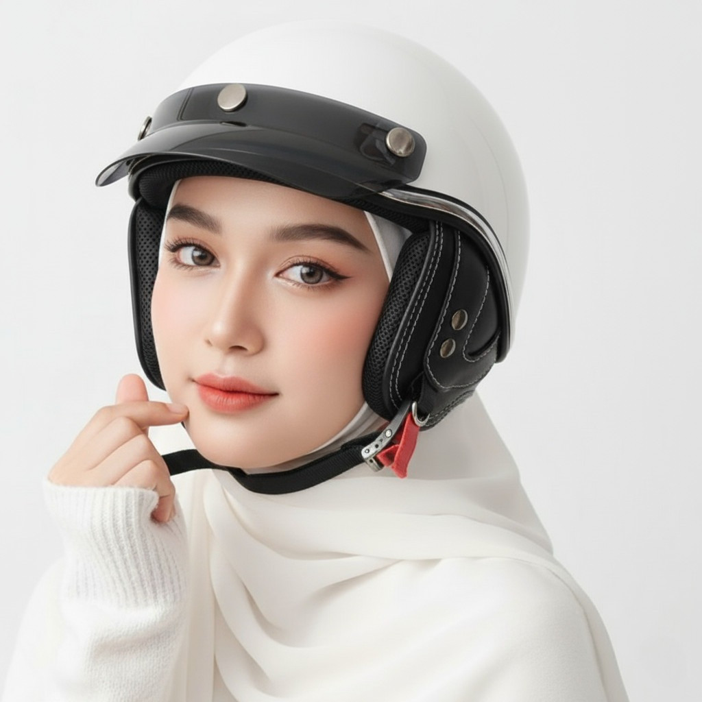 Helm Half Face Retrograde Klasik Retro Chip Cooper Warna Matte Gloxy Helm Vespa Skuter Helm Cewek Co