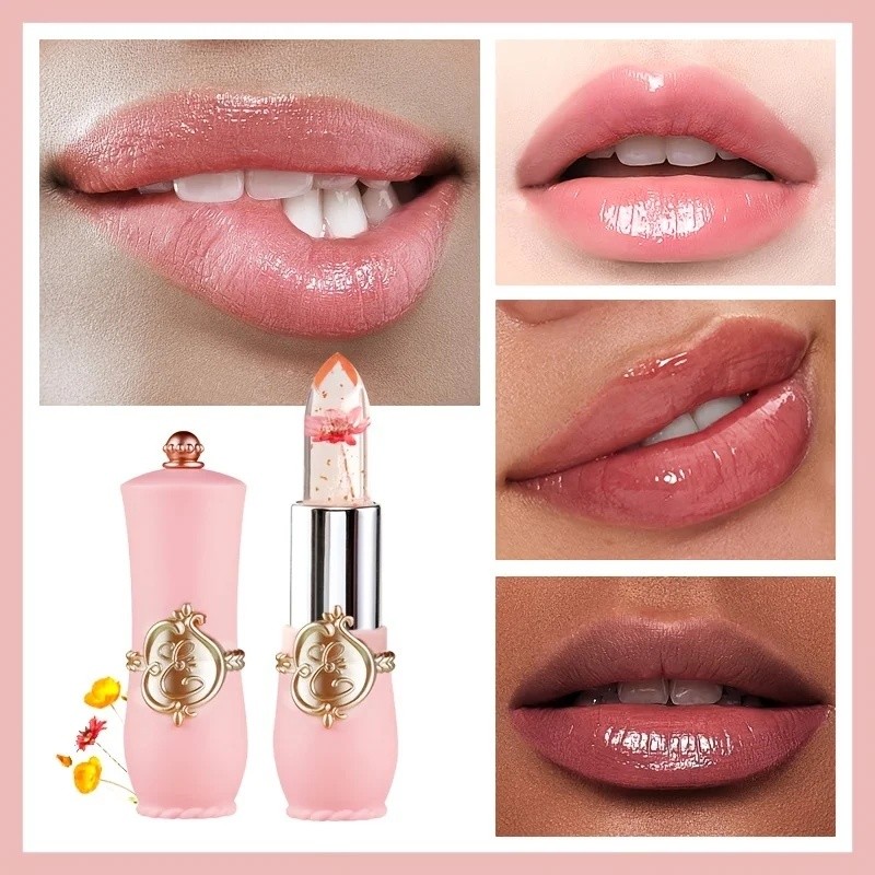 CrystalFlowerJellyLipstick, tahan lamaBergiziLipBalmLipMoisturizerSuhuWarnaUbahGlossLip