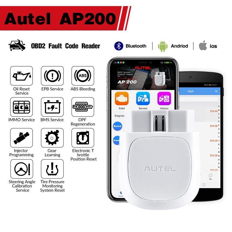 Autel MaxiAP AP200 Scanner Bluetooth OBD2 All System Automotive agnostic Tool TPMS Code Reader EPB T
