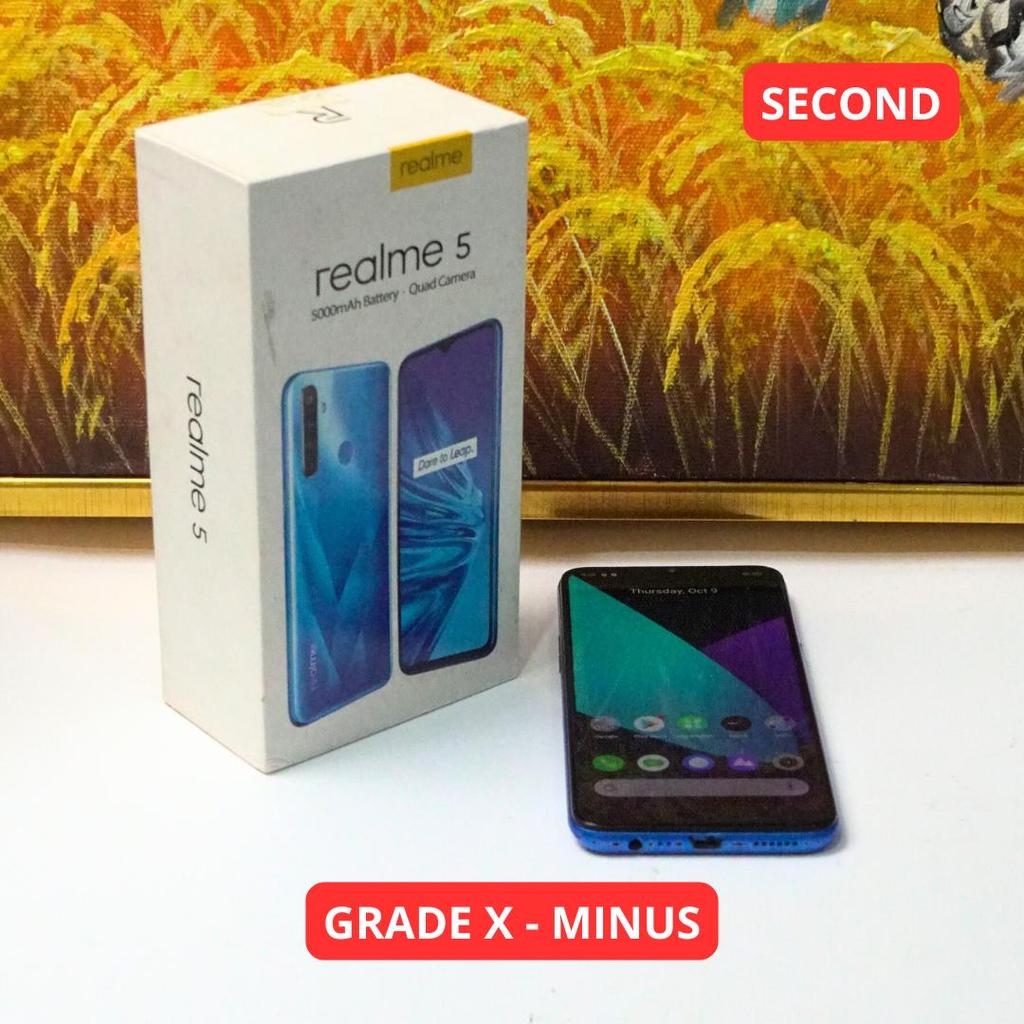 REALME 5 3/32 GB GRADE X - MINUS HP SECOND ORIGINAL SINAR MUTIARA CELL