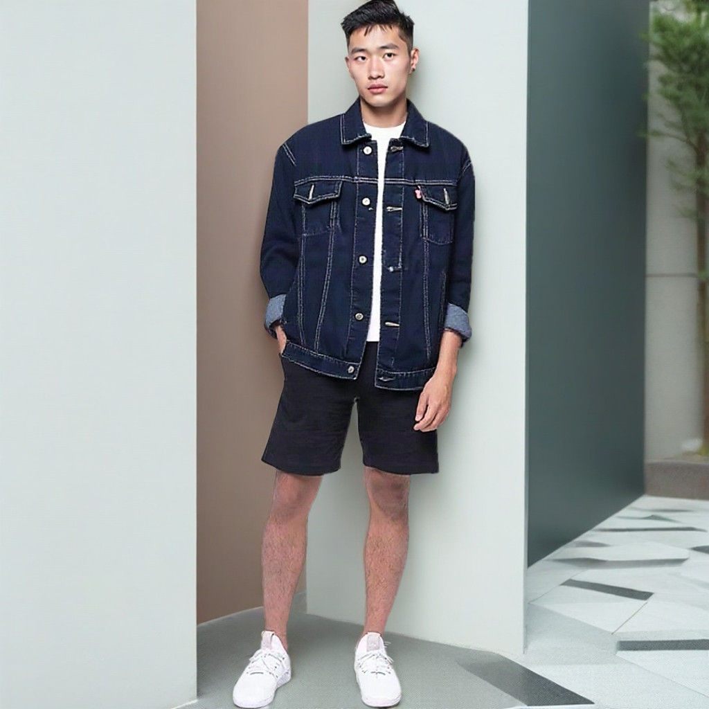 F.W.D JAKET JEANS HITAM PRIA WANITA BEST SELLER SANDWASH DILAN GROSIR MURAH ORIGINAL