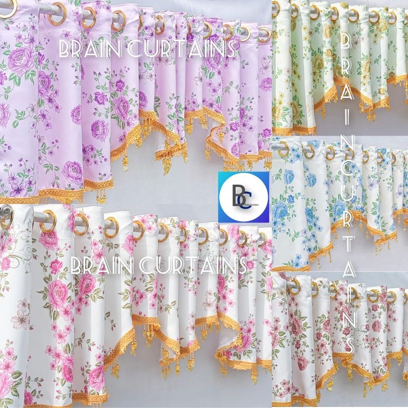 Gorden Poni Atas Pintu Loster/Poni Hordeng Bahan Blackout Shabycik Ungu Pink Biru Hijou Coklat Rumba
