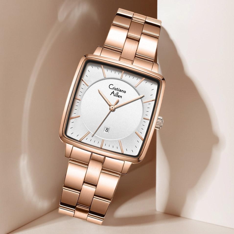 Jam Tangan  Cristiano Aillen Jam Tangan Wanita Analog 807 Rantai Stainless Steel Water Resistant 3 A