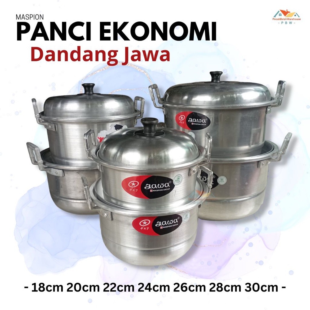 Panci Dandang Jawa Maspion / Panci Kukus Aluminium / Dandang Ekonomi + Sarangan / Langseng Ekonomi /