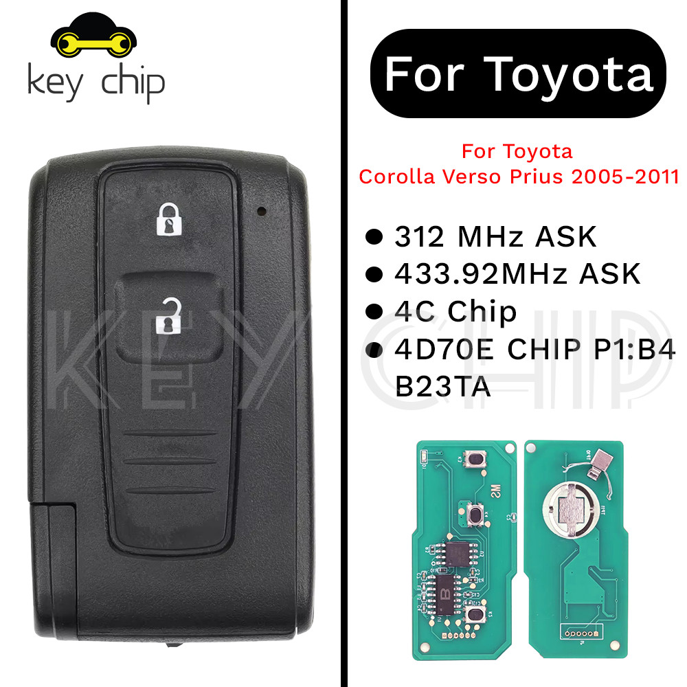 B23TA Remote Key For Toyota Corolla Verso Prius 20052011 43392MHz ASK 4D70E CHIP P1B4 B23TA 312 MHz 