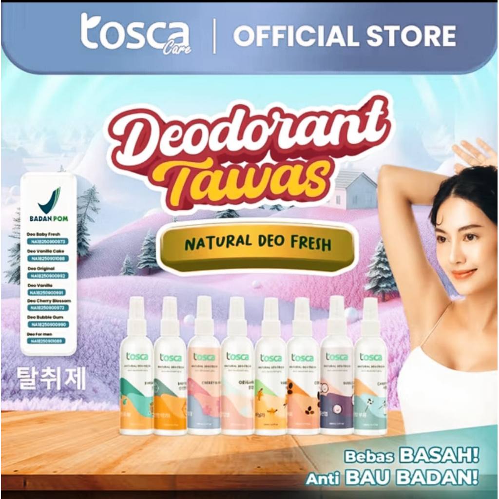 (GROSIR) TOSCA Natural Deodorant Spray 100ml deodorant tawas alami