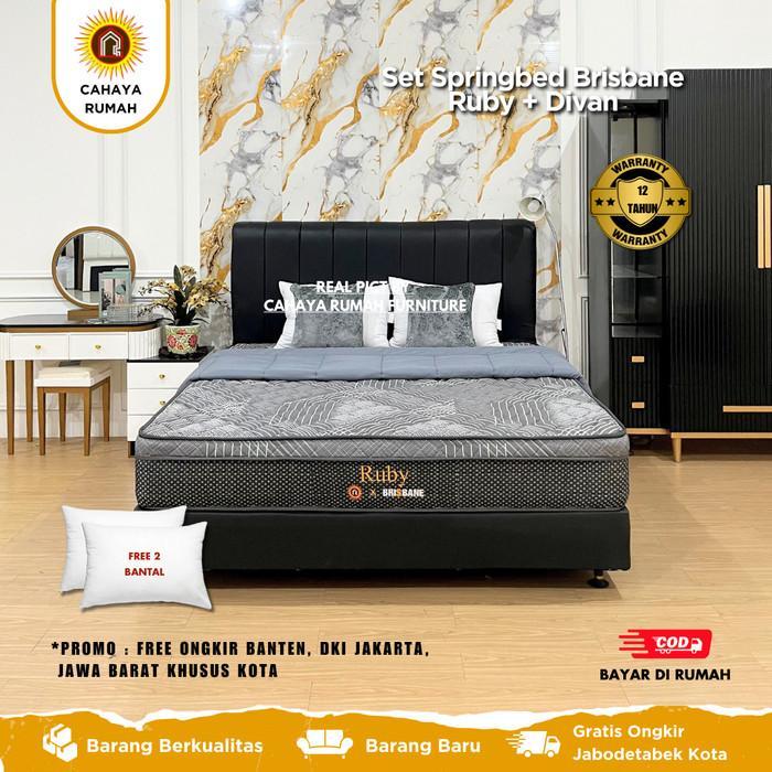 Cahaya Rumah - Springbed Brisbane Ruby - Full Set - Dipan - Tempat Tidur - Satu Set Kasur + Divan