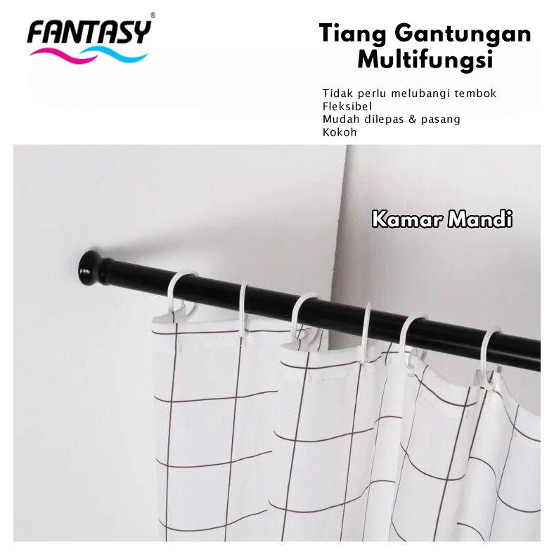 (Sunflower st) Fantasy Tiang Teleskopik Aluminium 70 – 240cm Tanpa Bor Untuk Rail Besi Shower Curtai