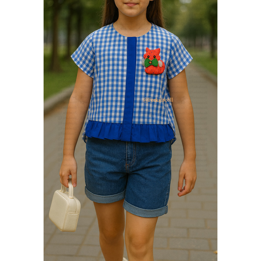 Blouse Anak Perempuan Katun Kotak