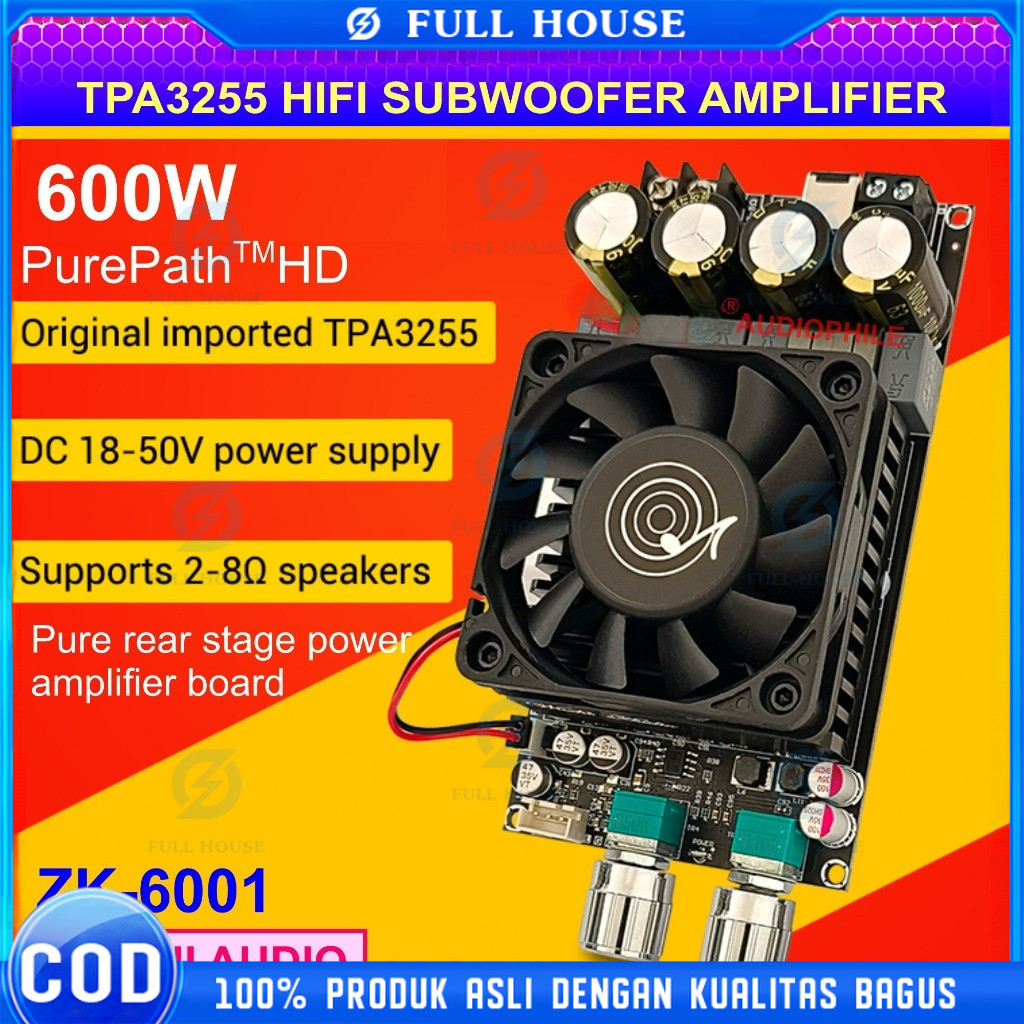 Full House TPA3255 Amplifier Subwoofer 600W Class D Hifi High Power Original Wuzhi ZK-3002