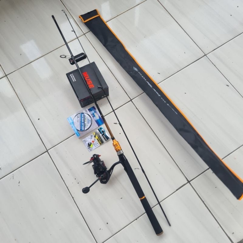 " PROMO " Set Pancing Sungai galatama lele bawal Joran Carbon Solid Reel Power Handle Lengkap Siap P