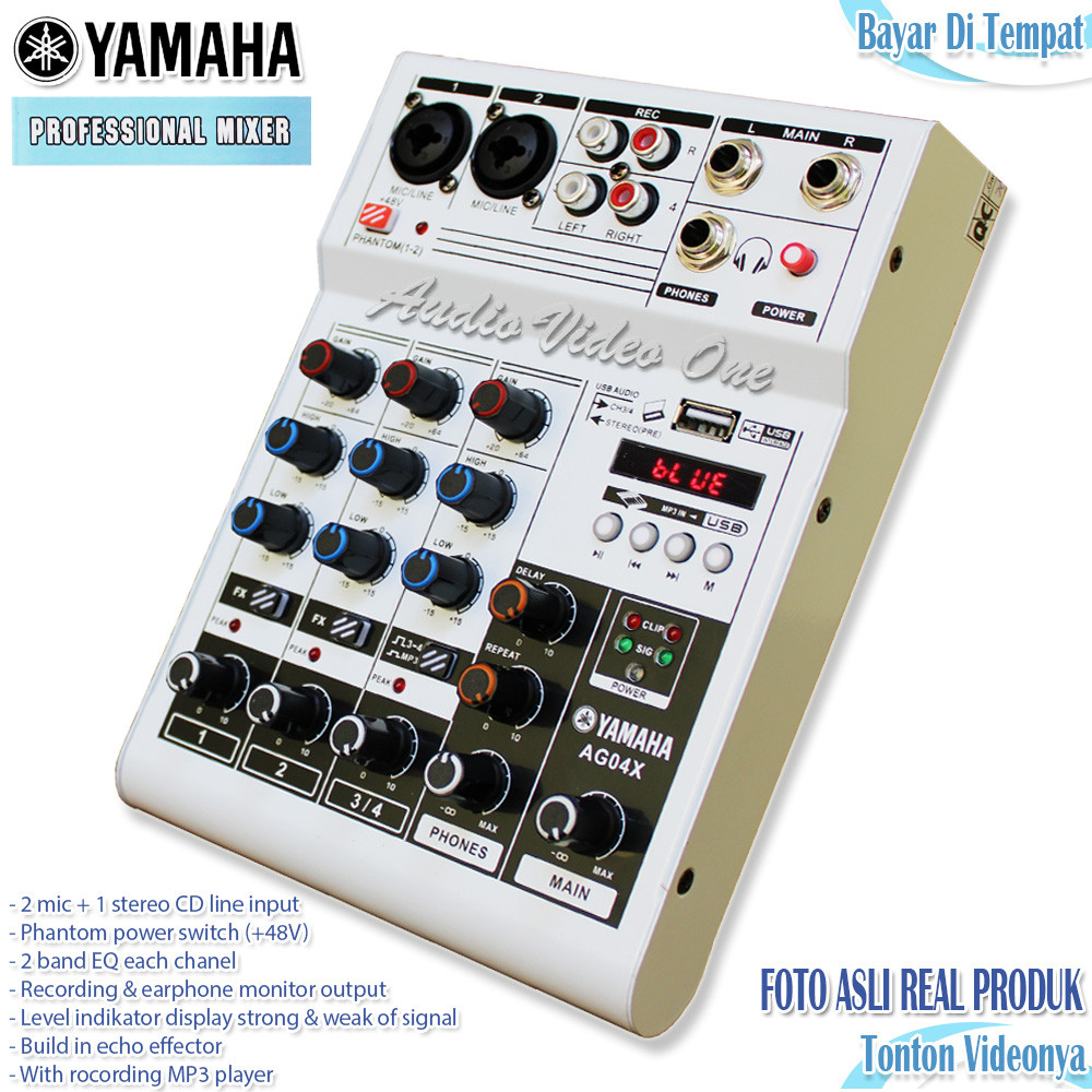 Mixer Bluetooth YAMAHA AG04X 4 Chanel Mikser Audio Komponen Sound System Bisa Record Usb Mp3