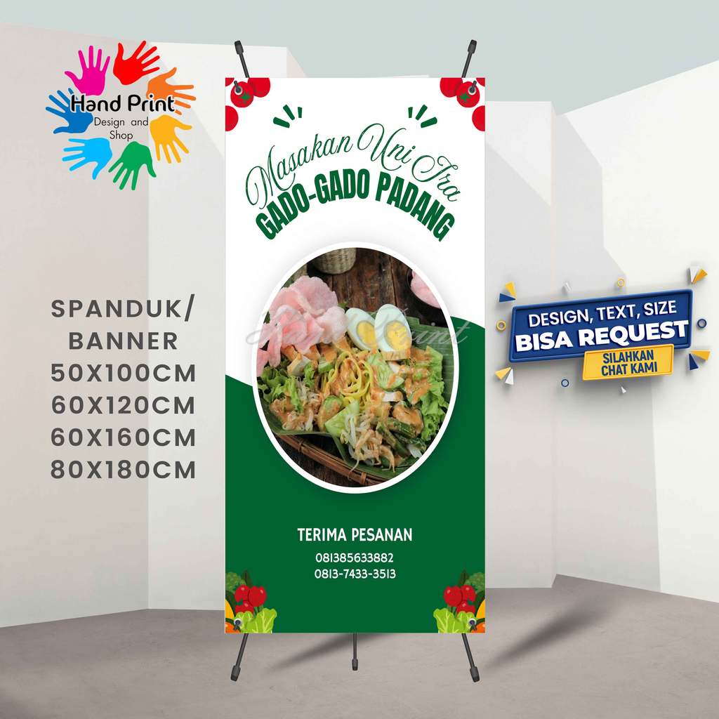 Cetak Spanduk Banner Gado Gado Padang Nikmat Hijau MMT Spanduk Custom 60x160