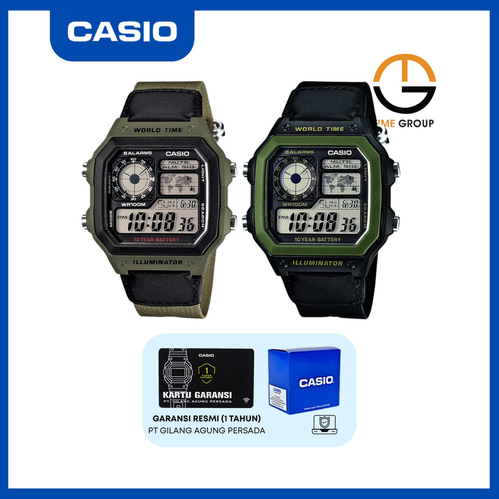 JAM TANGAN PRIA CASIO AE-1200WHB AE1200WHB DIGITAL NYLON STRAP ORIGINAL