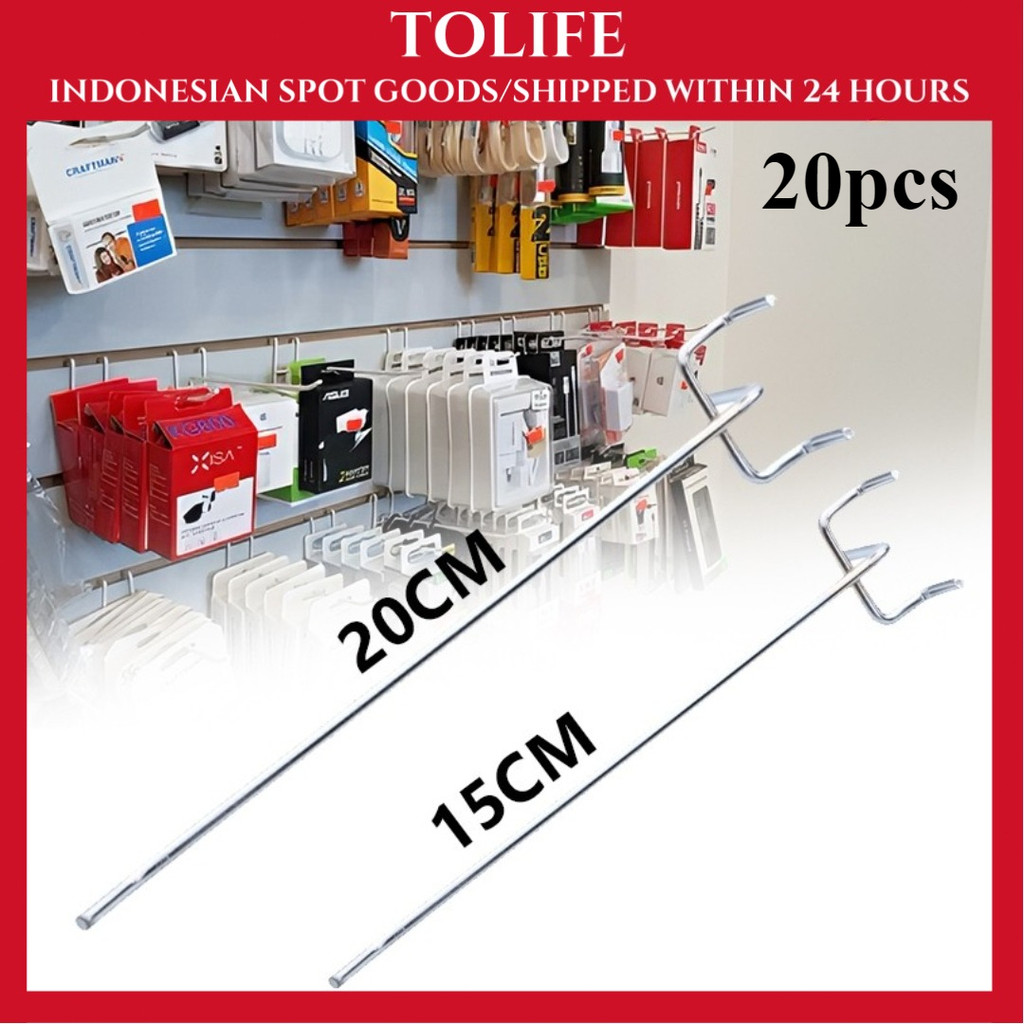 Hook Ram Segitiga Gantungan Display Cantolan 20pcs Panjang 25cm Lubang Antar 2 5cm Untuk Dagangan To