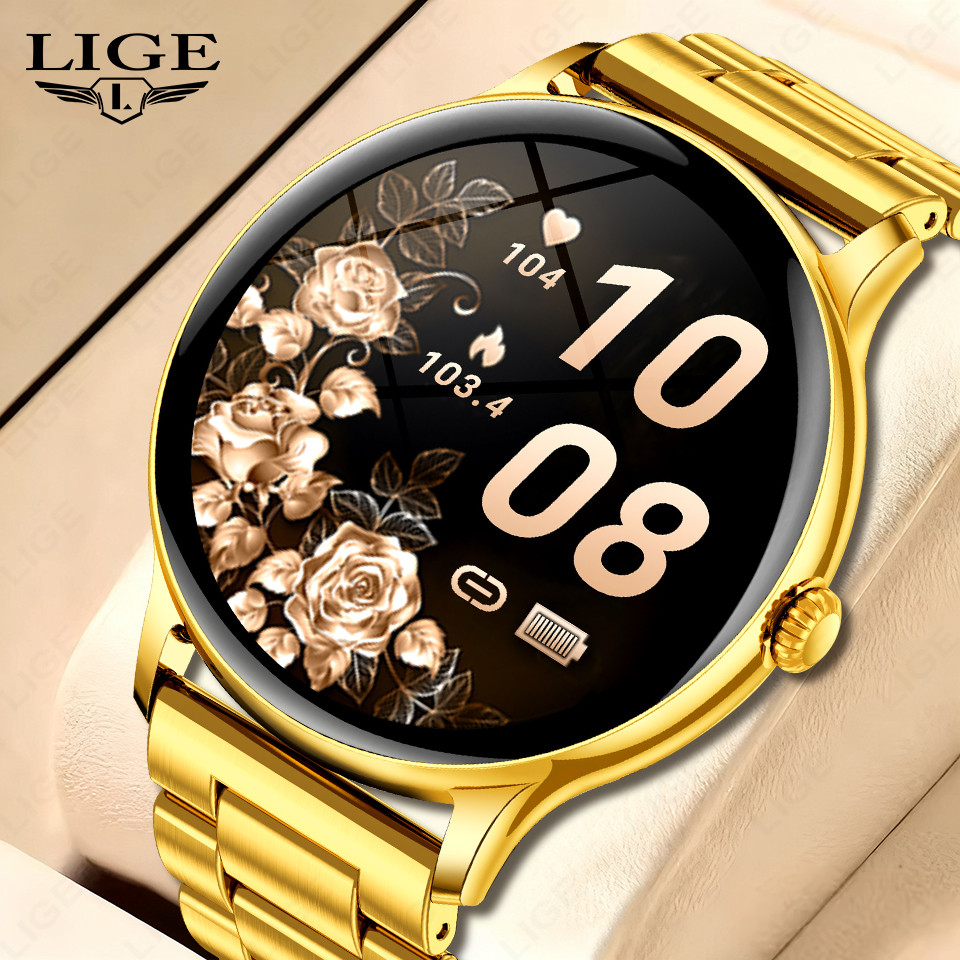 LIGE Luxury Steel Smart Watch Men Full Touch Bluetooth Call Heart Rate Sleep Health Monitor AI Voice