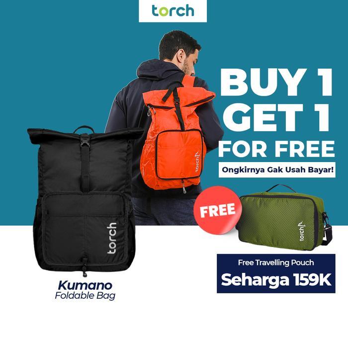 (Style Mall.id) Torch Tas Ransel Lipat Punggung Pria Wanita Foldable Backpack Kumano - Hitam + Yeoch