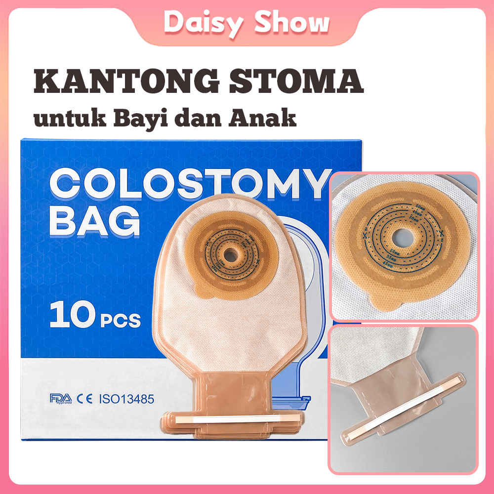 10pcs Kantong Kolostomi Drainable Colostomy Bag Bayi/Anak Kantong Stoma Tutup Terlipat 20-50mm