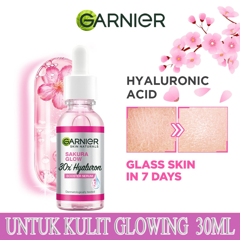 Garnier Sakura Glow Hyaluron Booster Serum Skin Care 30ml -Serum Glow / Sakura Glow / Garnier Essenc