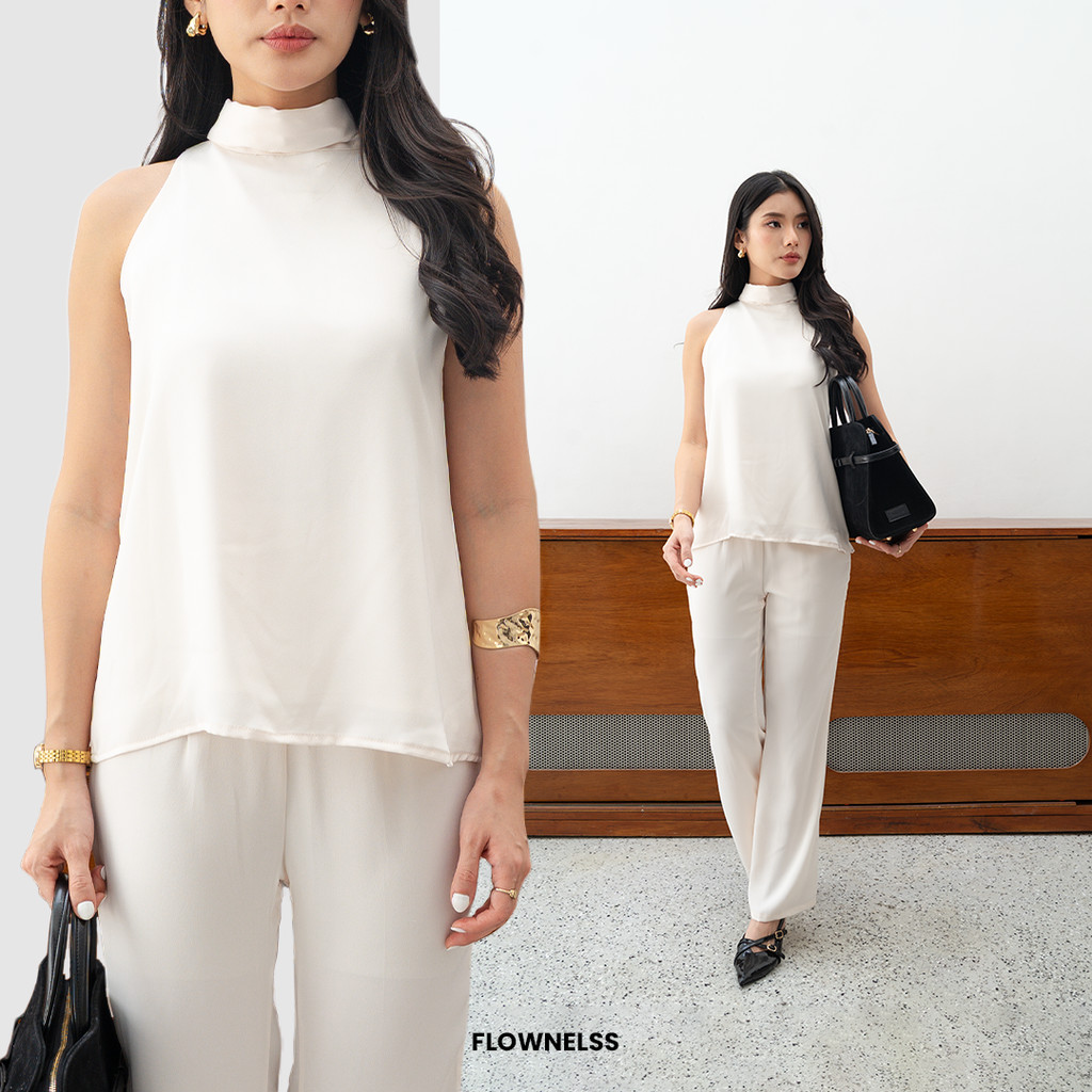 FLOWNELSS - LIFT SATIN TOP | Halter Satin Top | Atasan Satin Wanita | Tersedia Big Size Hingga Jumbo