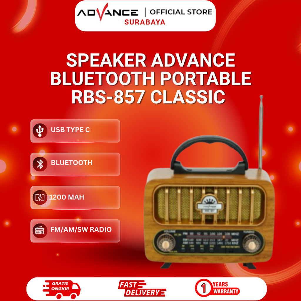 Speaker Advance Bluetooth Portable RBS-857 Classic