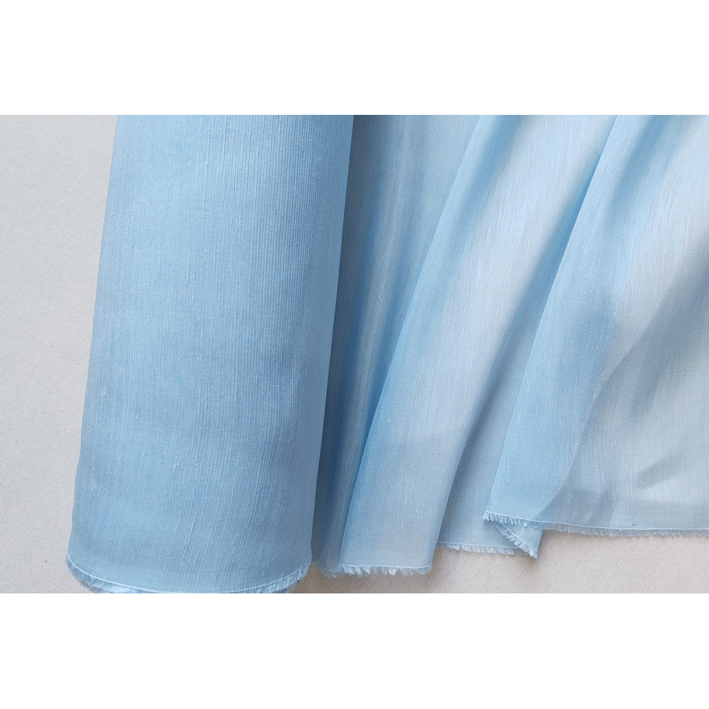 Mulberry Silk Linen Fabric 54'' Wide By Meter Baby Blue Silk Flax Material Slubbed