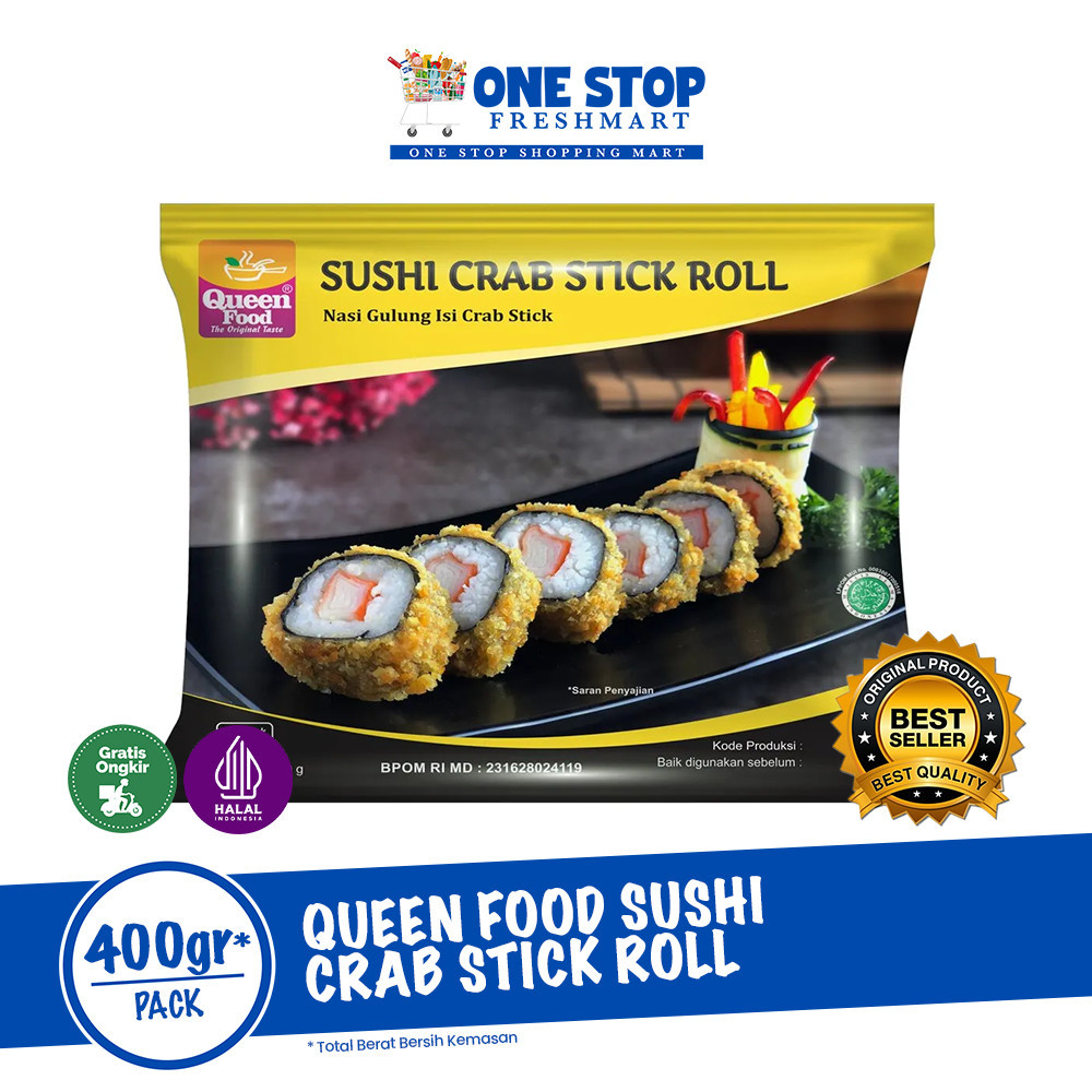 QUEEN FOOD SUSHI CRAB STICK ROLL 425GR / QUEENFOOD SUSHI CRAB STICK ROLL 425GR