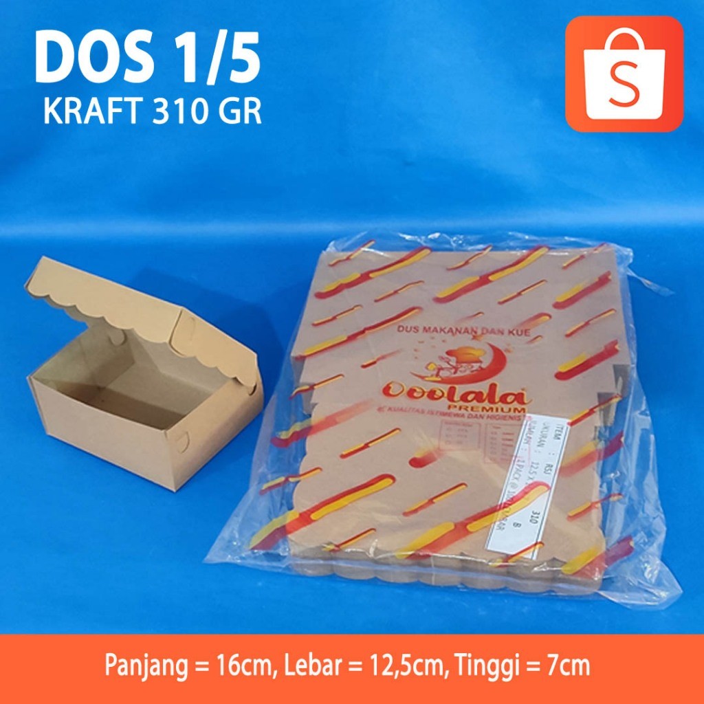 100 PCS Dos R5 Kraft 310 Gr / Dos Kue / Kotak Kue