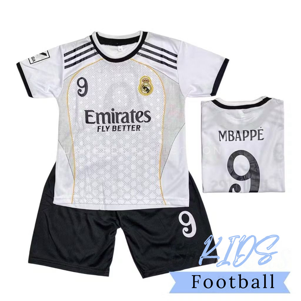 Setelan Baju Bola Anak Laki Laki Real Madrid Mbappe Untuk Usia 6 Bulan - 15 Tahun Unisex Cowok Cewek